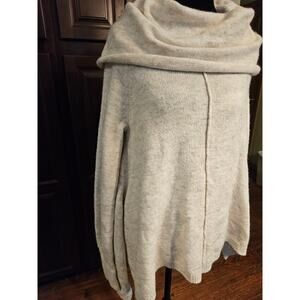 Yet Again Sweater Light Brown Small Pullover Cowlneck Alpaca Blend Side Slits